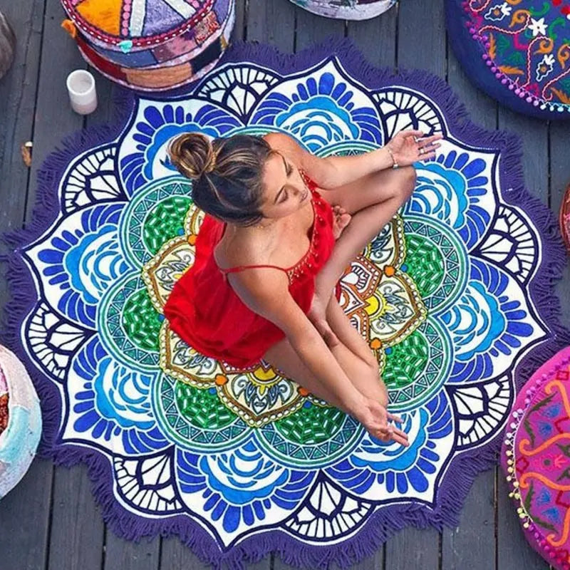 🪷: Lotus Printed Beach Towel - Soft Absorbent Quick-Dry Beach Essential