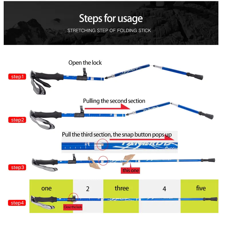 🥾: Outdoor Folding Trekking Pole - Portable Camping Walking Hiking Stick