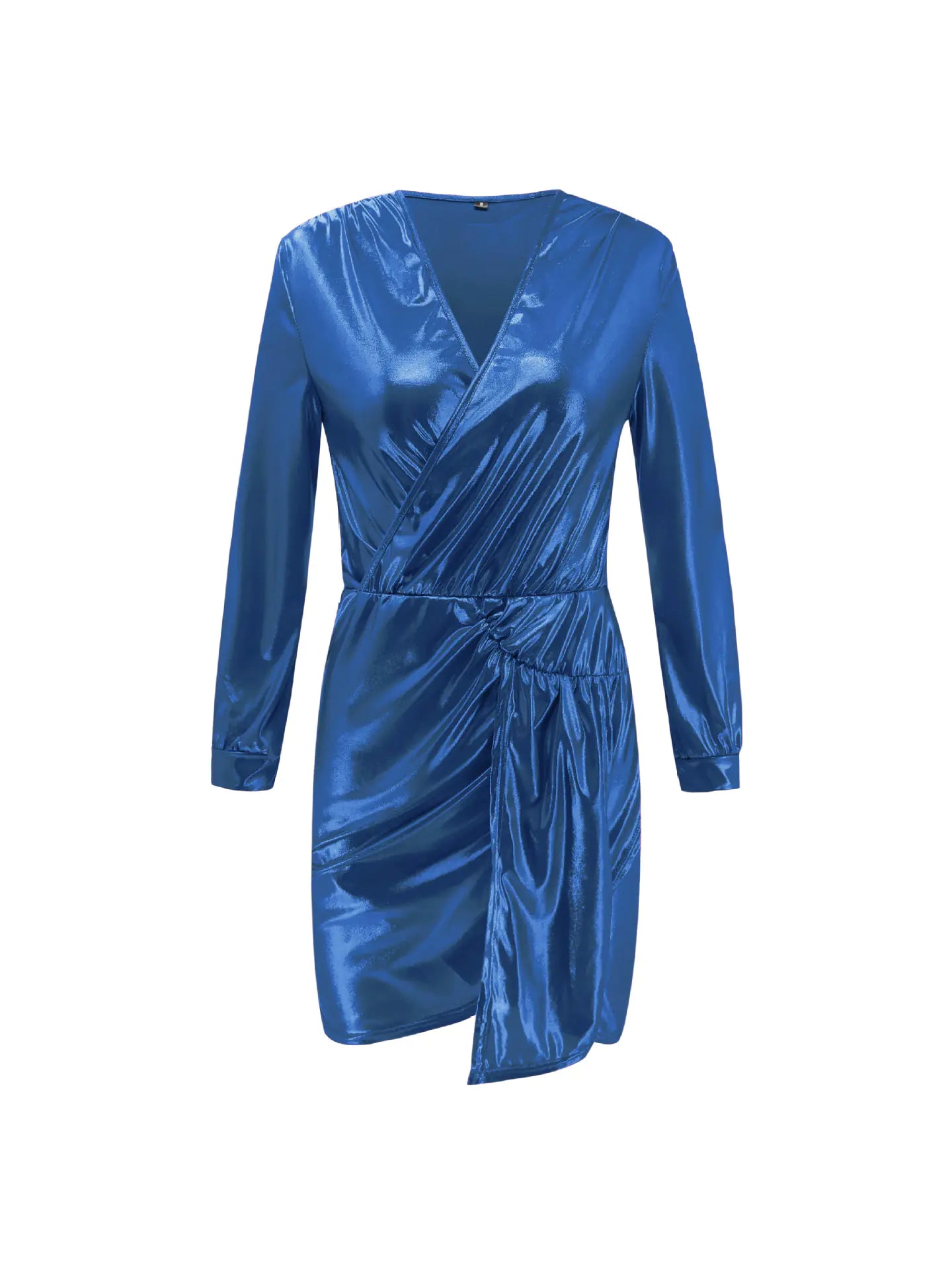 👗: Solid Color Deep V Long Sleeve Mini Dress - Elegant Bodycon Style