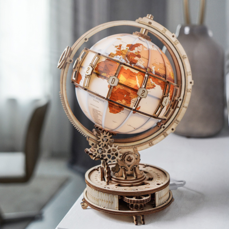 🔭: Wooden 3D Assembly Puzzle — Telescope & Globe Models | Educational Astronomy Kit for Kids & Adults