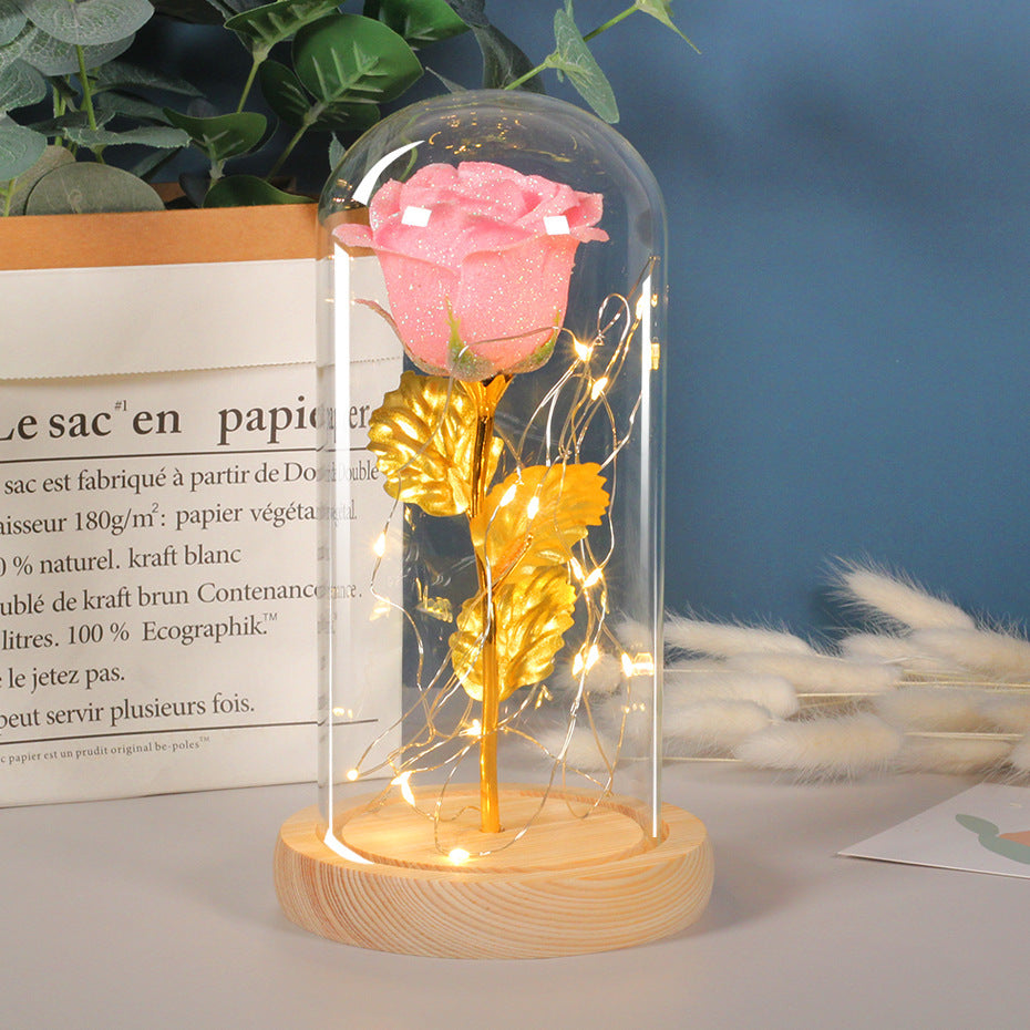 🌹: Eternal Rose LED Light in Glass Cover – Handmade Immortal Flower Gift for Valentine's Day, Mother's Day & Weddings