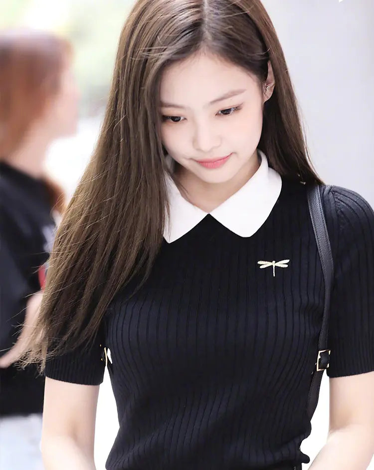 👗: Jennie Style Blackpink Inspired Polo Knit Top for Women