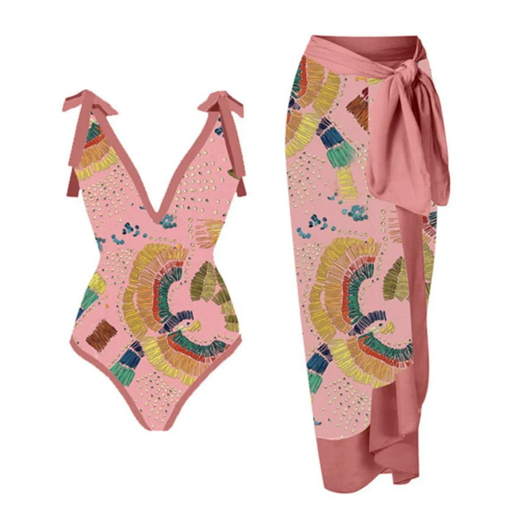👙: Retro French One-Piece Swimsuit for Vacation