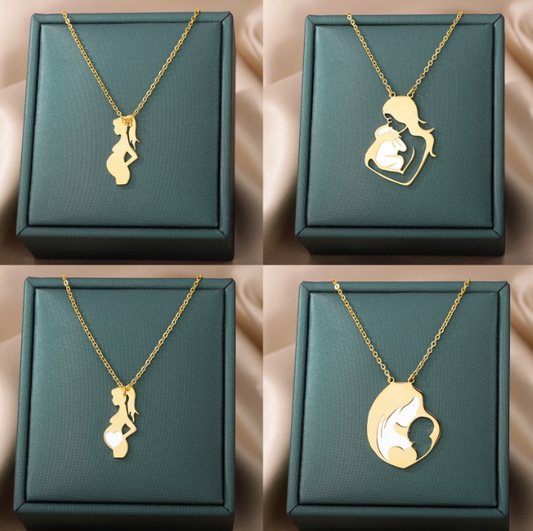 💛: Mother's Day Stainless Steel Necklace - 18K Gold Plated Elegance