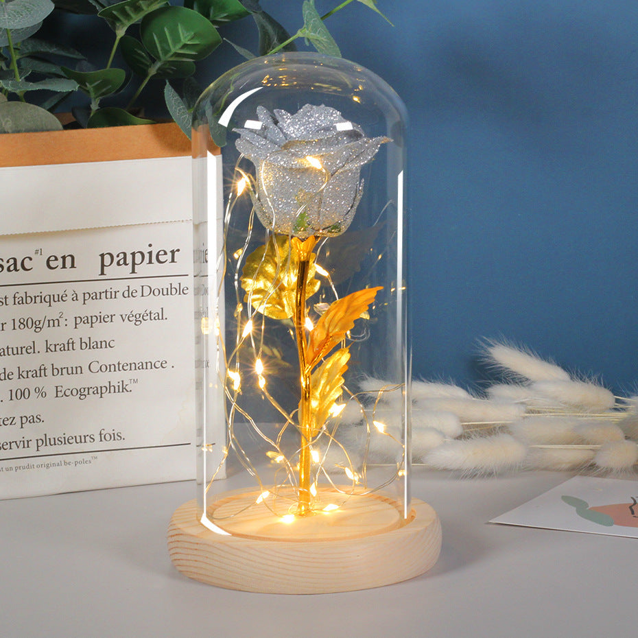 🌹: Eternal Rose LED Light in Glass Cover – Handmade Immortal Flower Gift for Valentine's Day, Mother's Day & Weddings