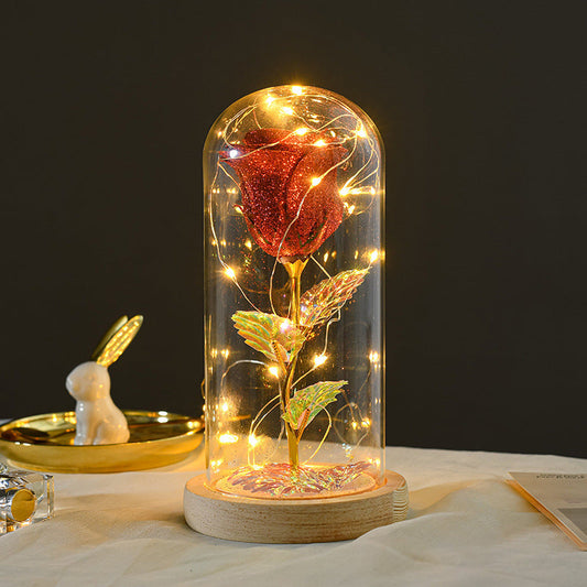 🌹: Eternal Rose LED Light in Glass Cover – Handmade Immortal Flower Gift for Valentine's Day, Mother's Day & Weddings