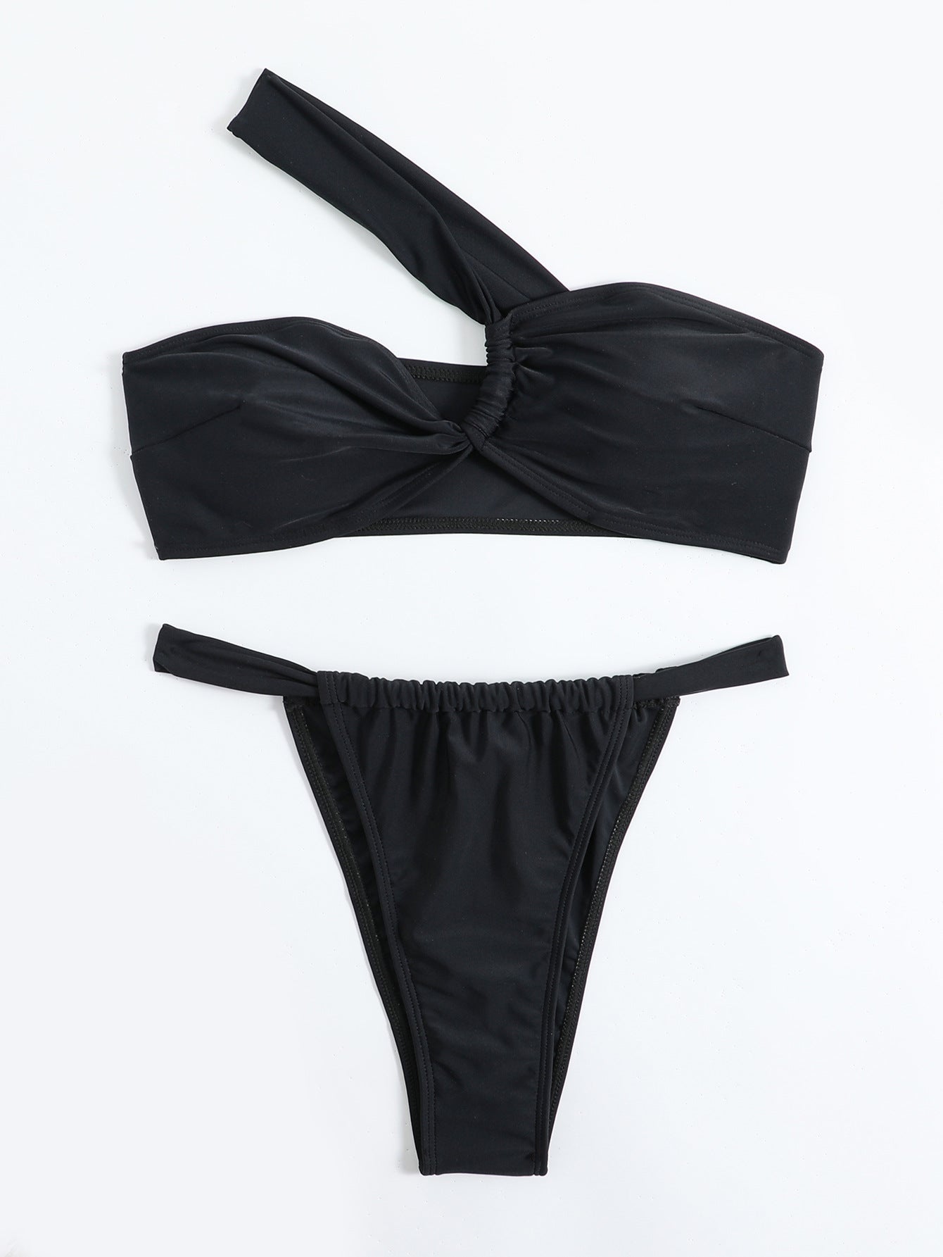 👙: Women's Solid Color One-Shoulder Bikini Swimwear