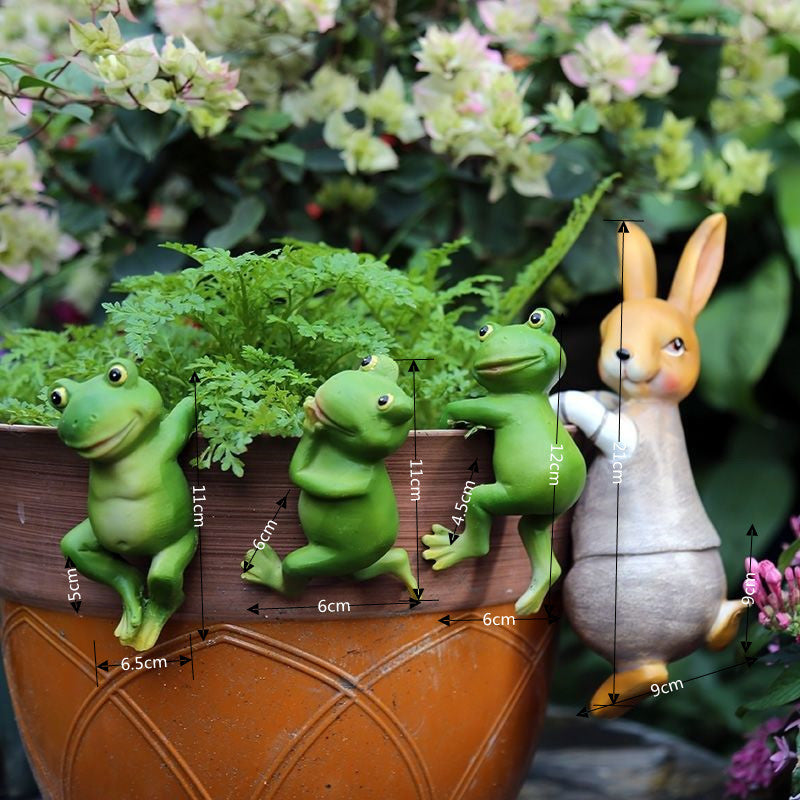 🐸: Resin Frog Ornaments for Garden Flower Pot Decoration