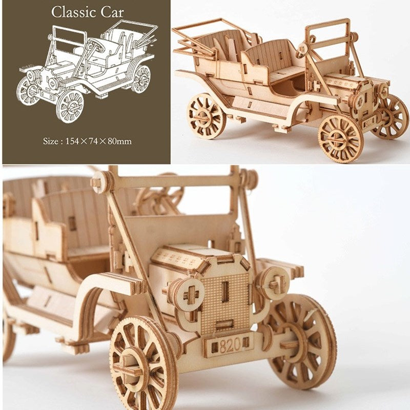 🚗: Classic Car 3D Wooden Puzzle Building Block Toy