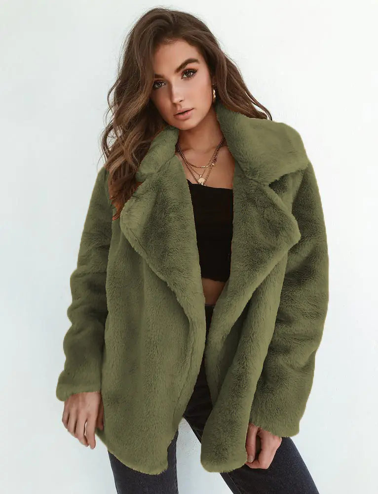 🧥: Fashionable Women's Plush Collar Autumn Winter Coat