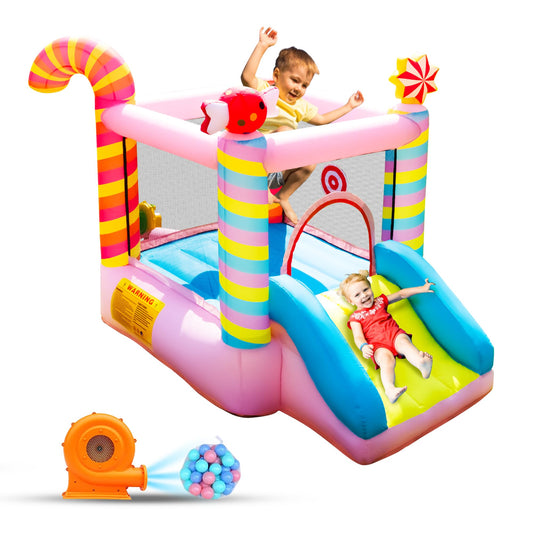 🍬: NBSPORT Inflatable Bounce House — Sweet Candy Theme | Slide | 85"x61"x67" | Blower Included