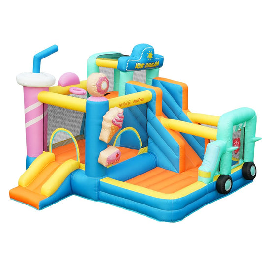 🍦: AirMyFun Inflatable Bounce House — Ice Cream Theme | Double Slide | 135x131x88in | Ages 3+