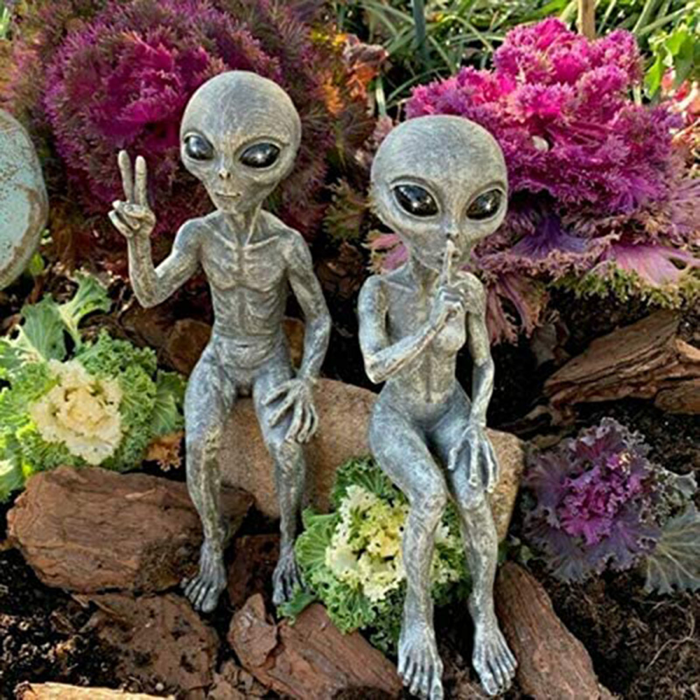 👽: Alien Statue Garden Figurine Set for Indoor/Outdoor Decor