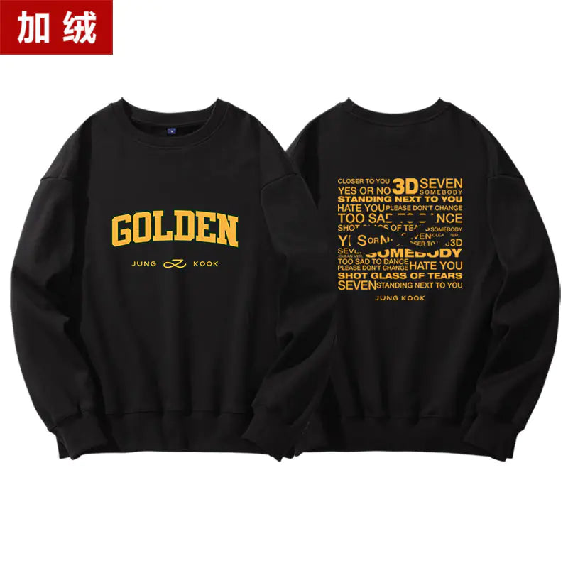 👗: Jungkook Golden Album Hoodie - Fleece Pullover Top