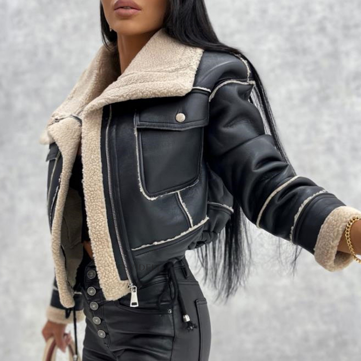 🧥: Moto-Style Fleece-Lined Jacket