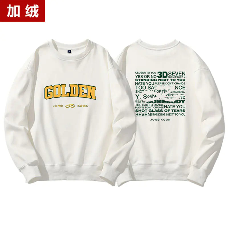 👗: Jungkook Golden Album Hoodie - Fleece Pullover Top