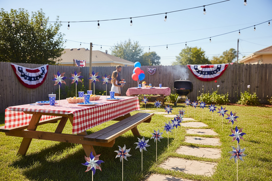 🌀: 4th of July Reflective Pinwheels 10-Pack - Red White Blue Patriotic Wind Spinners for Yard & Garden
