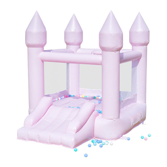 🏰: White Castle Bounce House — 8.97ft L x 6ft W x 7.18ft H | Slide + Blower + 100 Balloons | Ages 3-6