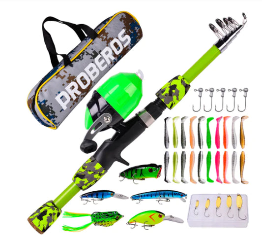 🎣 Kids Fishing Pole Set - Complete Telescopic Rod Kit for Young Anglers