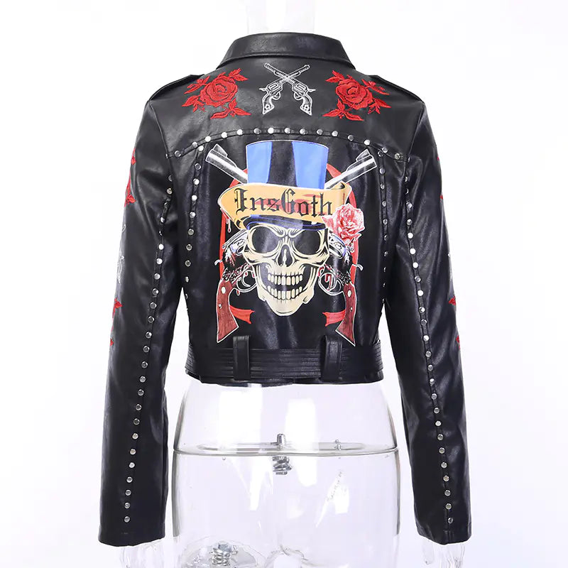 (Copy) Embroidered Vintage Motorcycle Jacket for Women