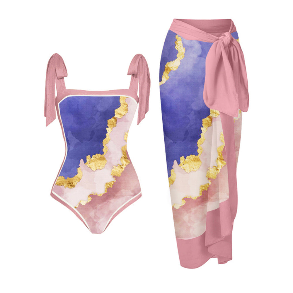 👙: Retro French One-Piece Swimsuit for Vacation
