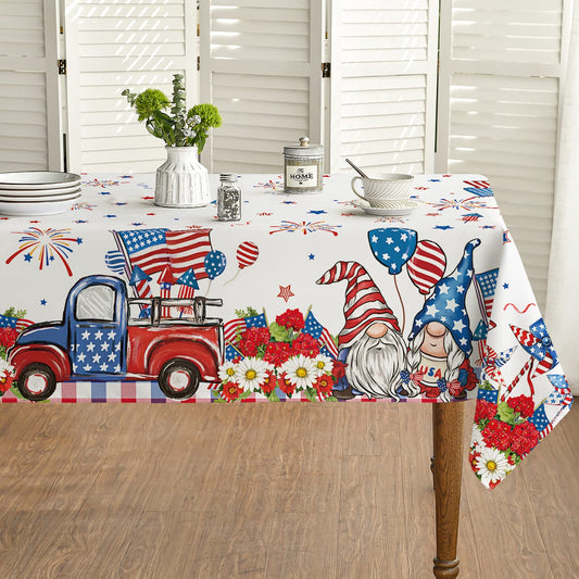🇺🇸: 4th of July Patriotic Truck Watercolor Flag Tablecloth – 60x120" Rectangle Table Cover for Parties & Picnics