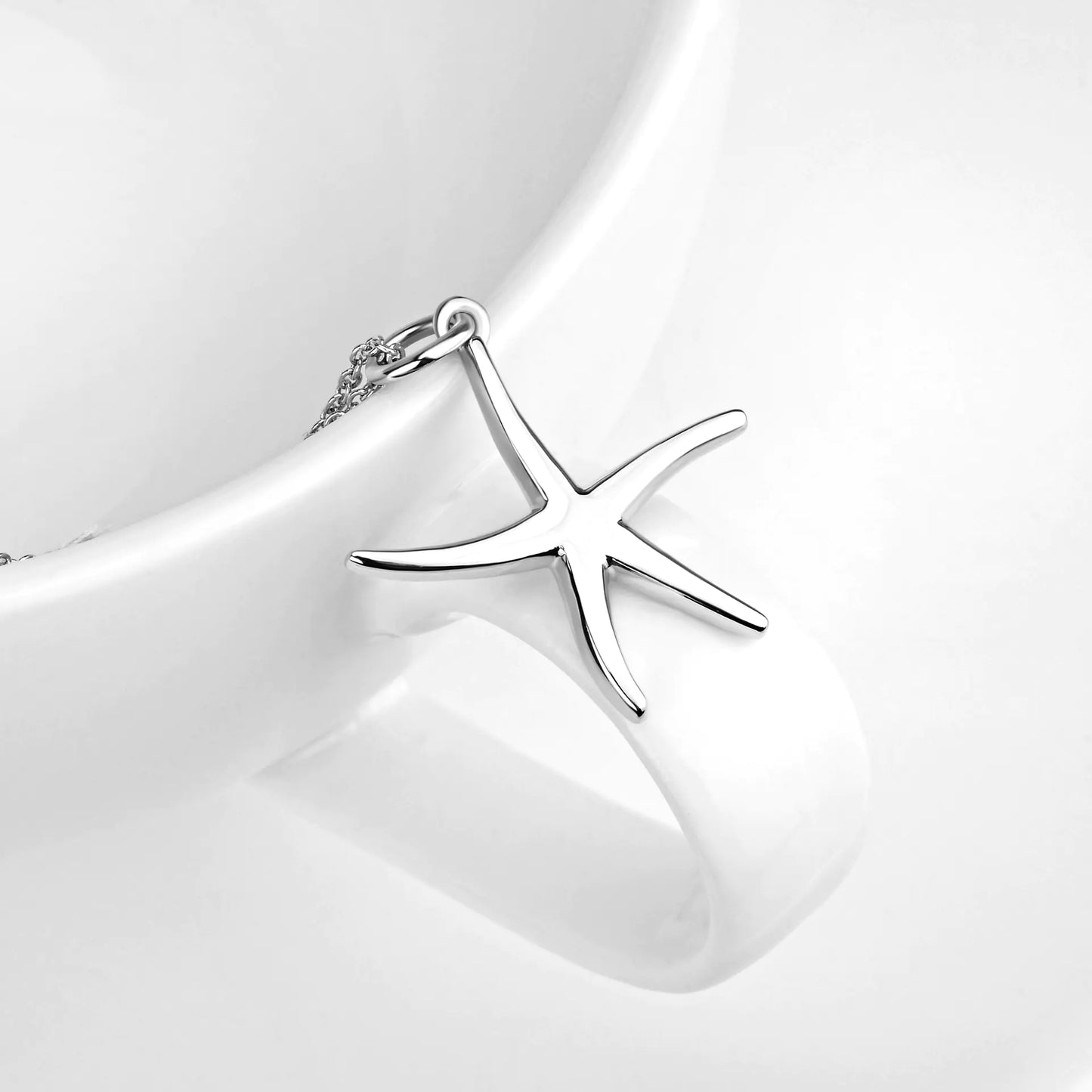 💎: 925 Sterling Silver Starfish Pendant Necklace - Ocean Charm Jewelry for Women