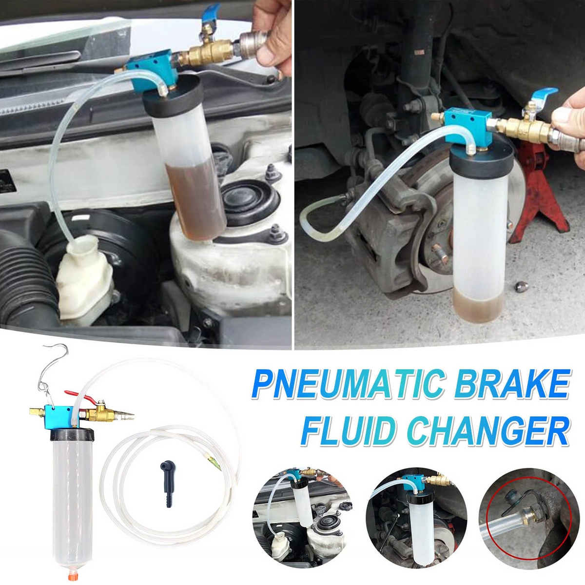 🔧: Vacuum Brake Bleeder & Fluid Extractor Kit — One-Person Pump Tool for Brake, Transmission, Power Steering & Coolant Fluid Changes