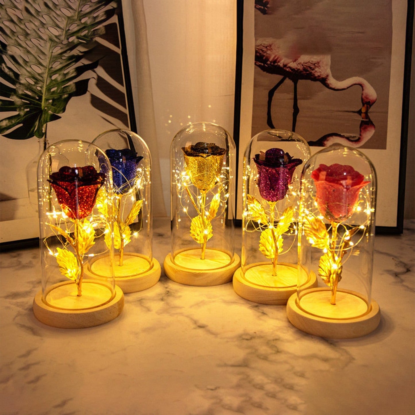 🌹: Eternal Rose LED Light in Glass Cover – Handmade Immortal Flower Gift for Valentine's Day, Mother's Day & Weddings