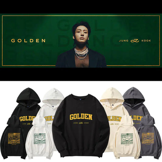 👗: Jungkook Golden Album Hoodie - Fleece Pullover Top