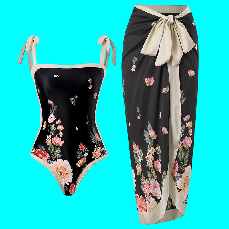 👙: Retro French One-Piece Swimsuit for Vacation