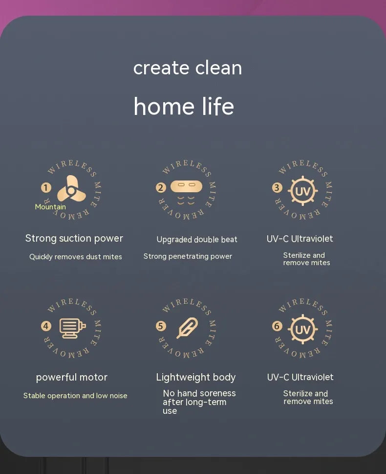 🦠: Electric UV Mite Remover & Mini Vacuum - Dual Action Sanitizer