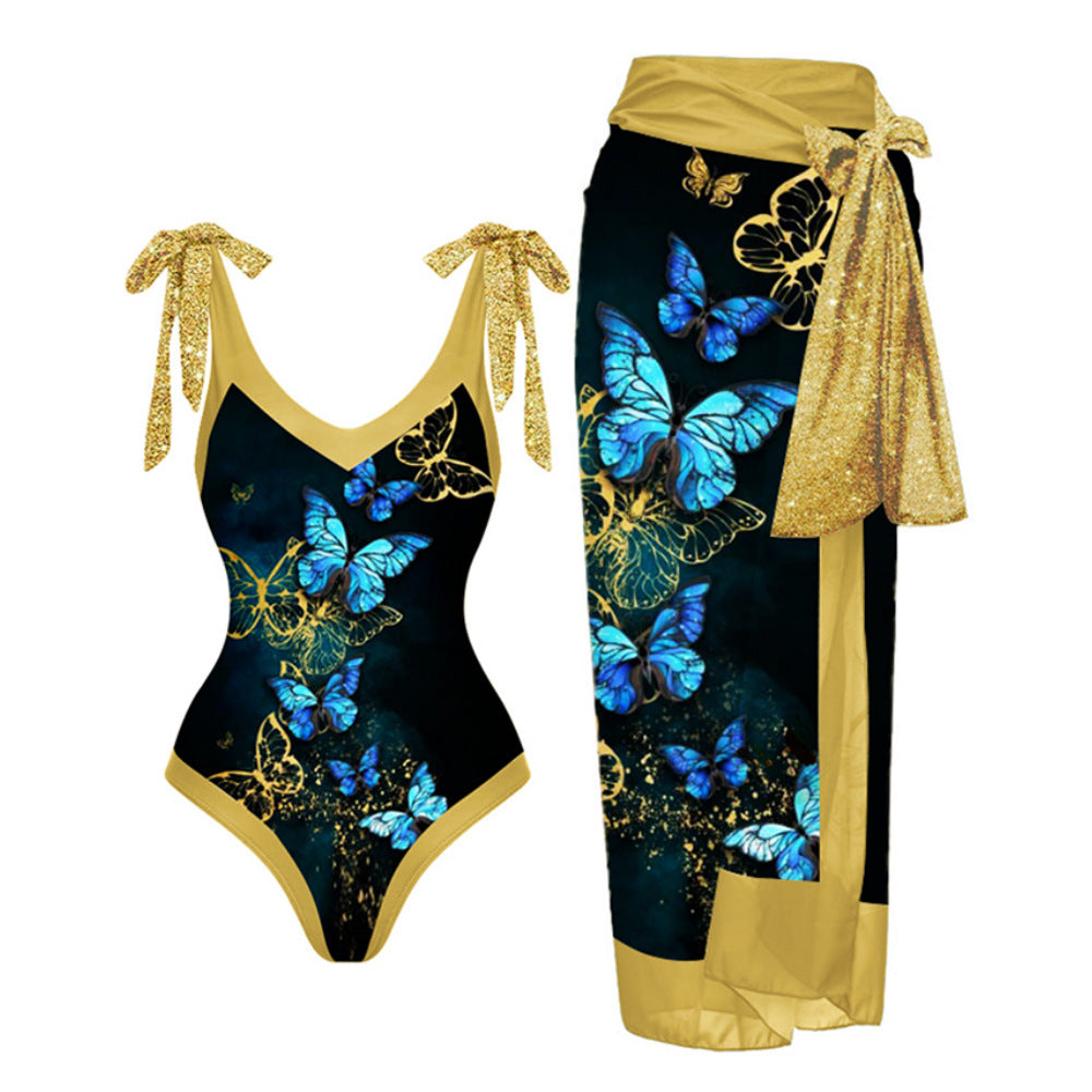 👙: Retro French One-Piece Swimsuit for Vacation