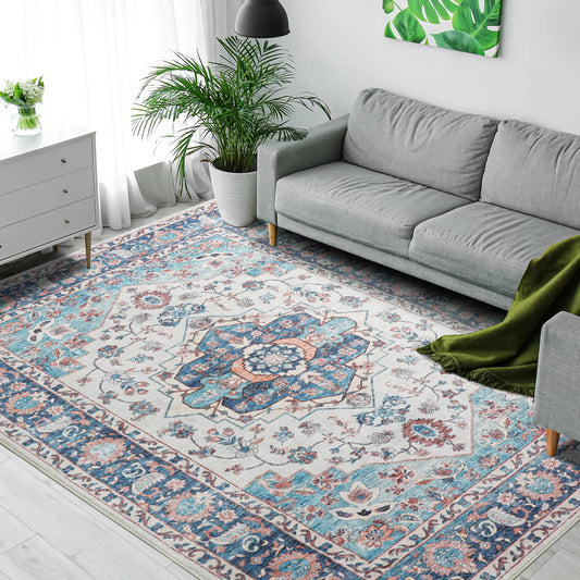 🏠 Hatppto 8x10 Area Rugs - Vintage Boho Washable Non-Slip Carpet for Living Room