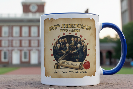 🇺🇸: Born Free. Still Standing. 250th Anniversary Founding Fathers Ceramic Mug