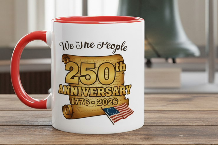 🇺🇸: We The People 250th Anniversary Declaration Scroll Ceramic Mug | 1776-2026