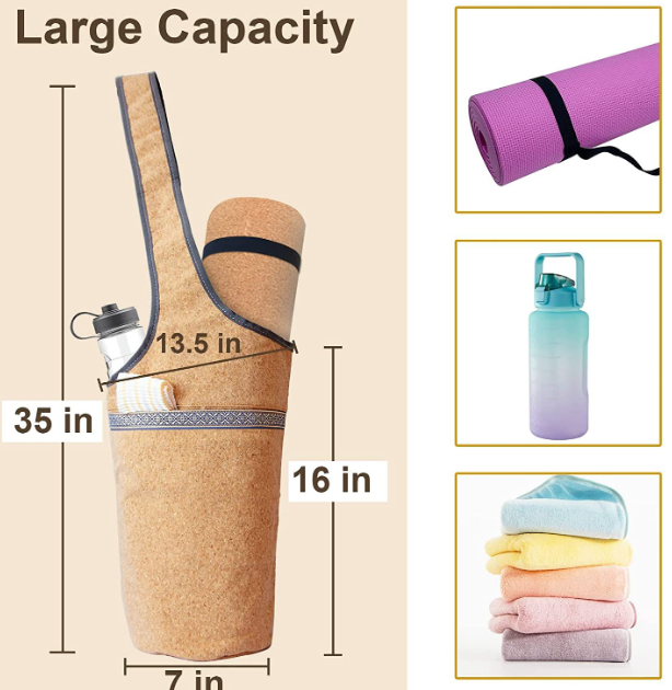 🧘: Cork Yoga Backpack — Eco-Friendly | 30x35x20cm | Lightweight 0.43kg Mat Carrier
