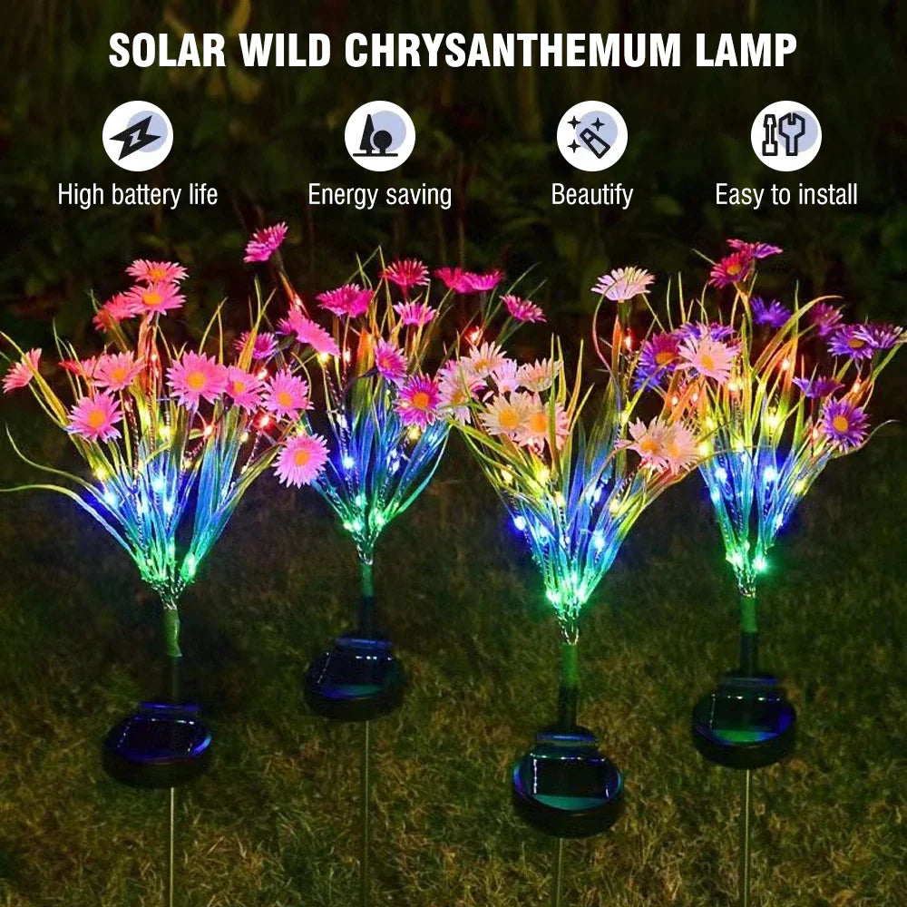 🌸 Solar Garden Lights LED Flower Stake - Waterproof Outdoor Patio Decor