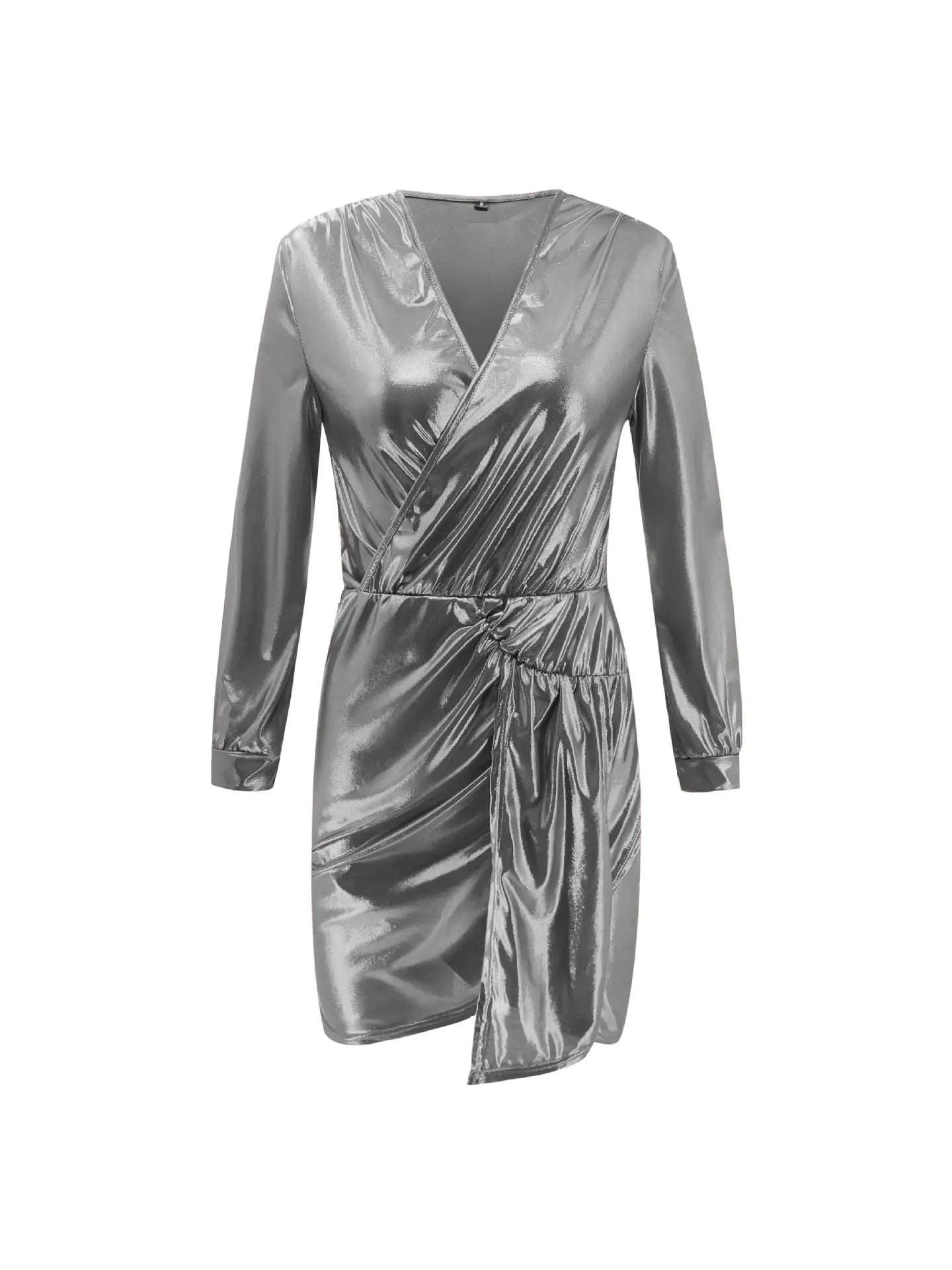 👗: Solid Color Deep V Long Sleeve Mini Dress - Elegant Bodycon Style