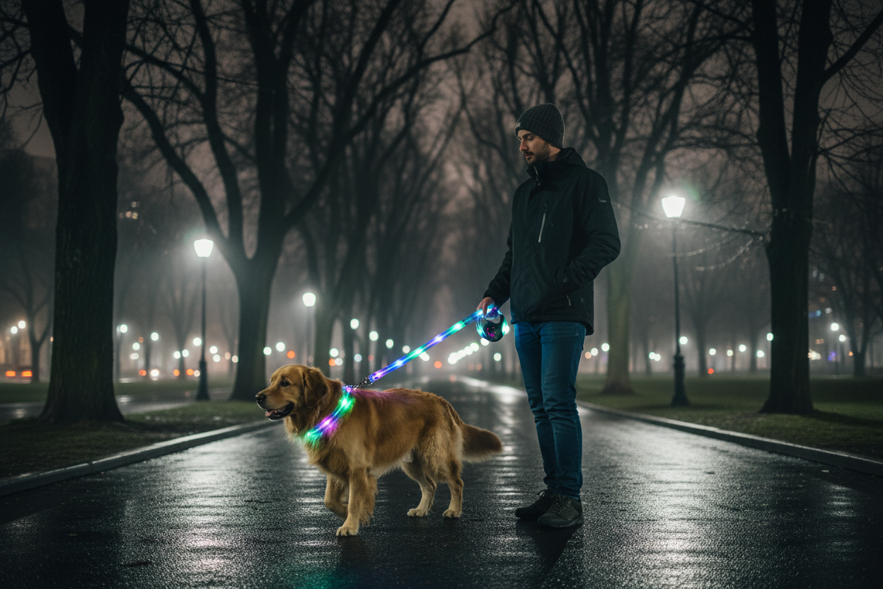 🐕: LED Rechargeable Pet Collar & Traction Belt – USB Glow Safety Set for Night Walks