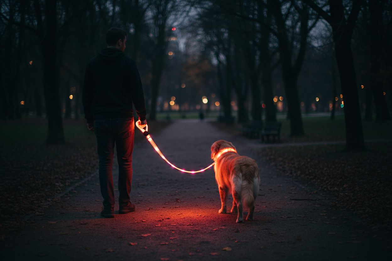 🐕: LED Rechargeable Pet Collar & Traction Belt – USB Glow Safety Set for Night Walks