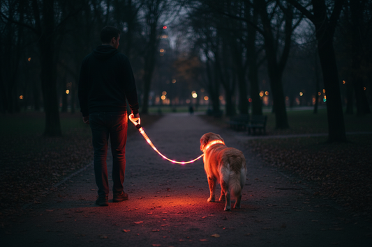 🐕: LED Rechargeable Pet Collar & Traction Belt – USB Glow Safety Set for Night Walks