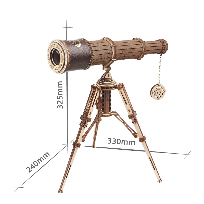 🔭: Wooden 3D Assembly Puzzle — Telescope & Globe Models | Educational Astronomy Kit for Kids & Adults