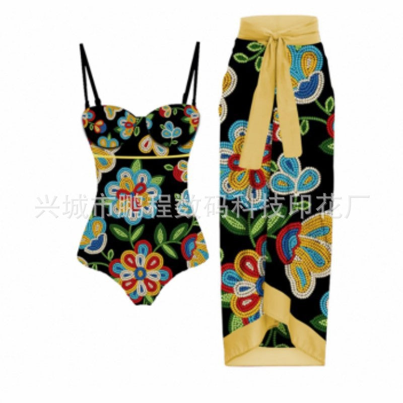 👙: Retro French One-Piece Swimsuit for Vacation