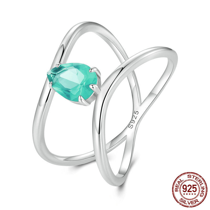 💍: Double-Layer Cross Water Drop Ring