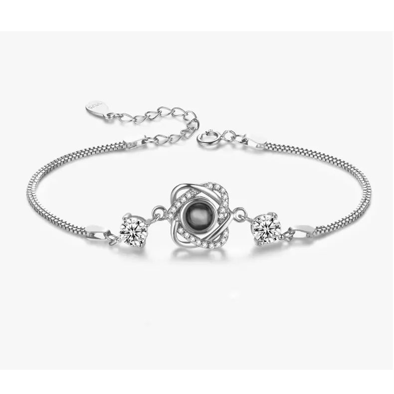 ❤️: Silver Double Heart Projection Bracelet - Romantic Ladies Jewelry