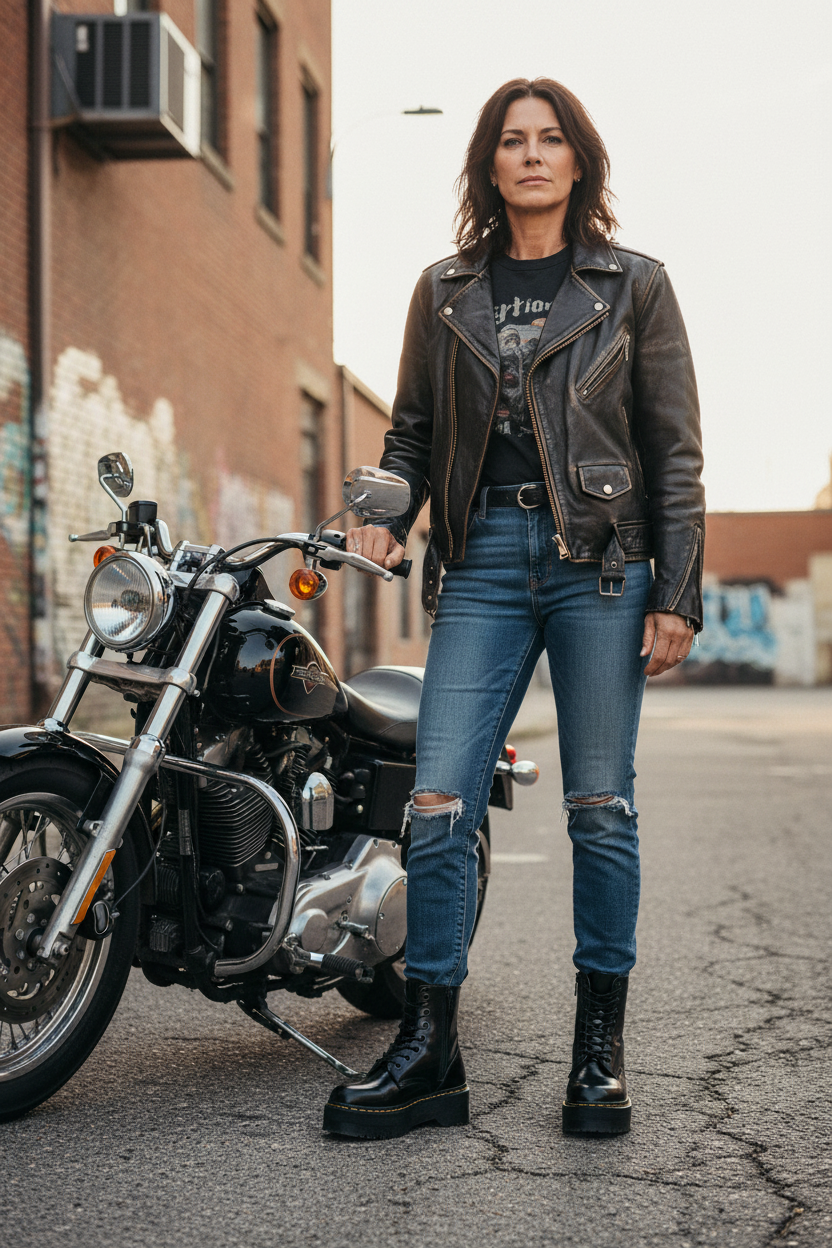 🥾: Lace-Up Motorcycle Boots