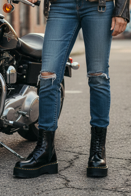 🥾: Lace-Up Motorcycle Boots