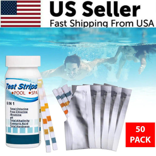 🏊 6-in-1 Pool Test Strips - Professional Chlorine pH Tester for Swimming Pools