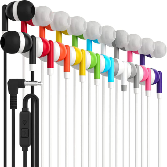 🎧 Bulk Earbuds 10-Pack with Microphone - Student Classroom Headphones